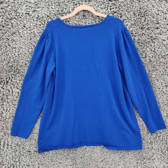 Lane Bryant Womens Cardigan Faux Layered Coquette 26/28 Blue Smocked Ribbon Tie - Picture 4 of 16